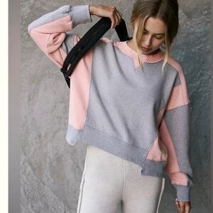 NWOT Free People Movement Intercept Colorblock Pullover in Heather Grey Melon L